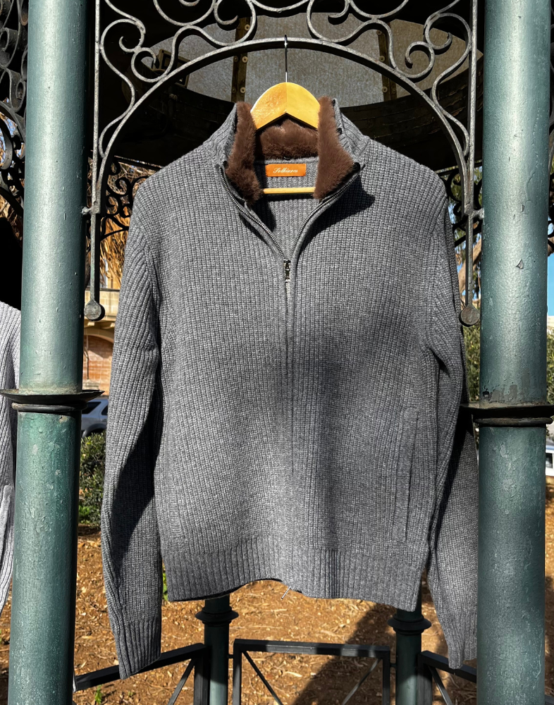 Fur Lined Dark Grey Wool Blouson