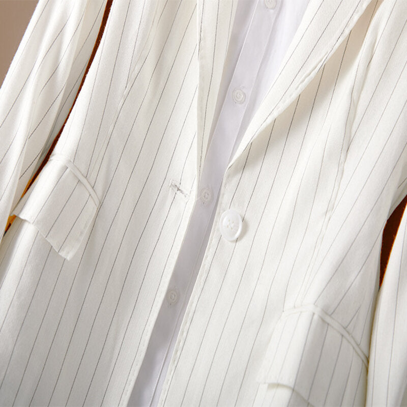 CAMILLA AYDEN PINSTRIPE LINEN BLAZER