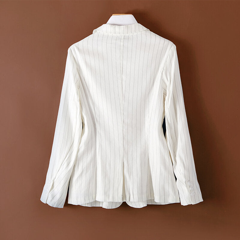 CAMILLA AYDEN PINSTRIPE LINEN BLAZER