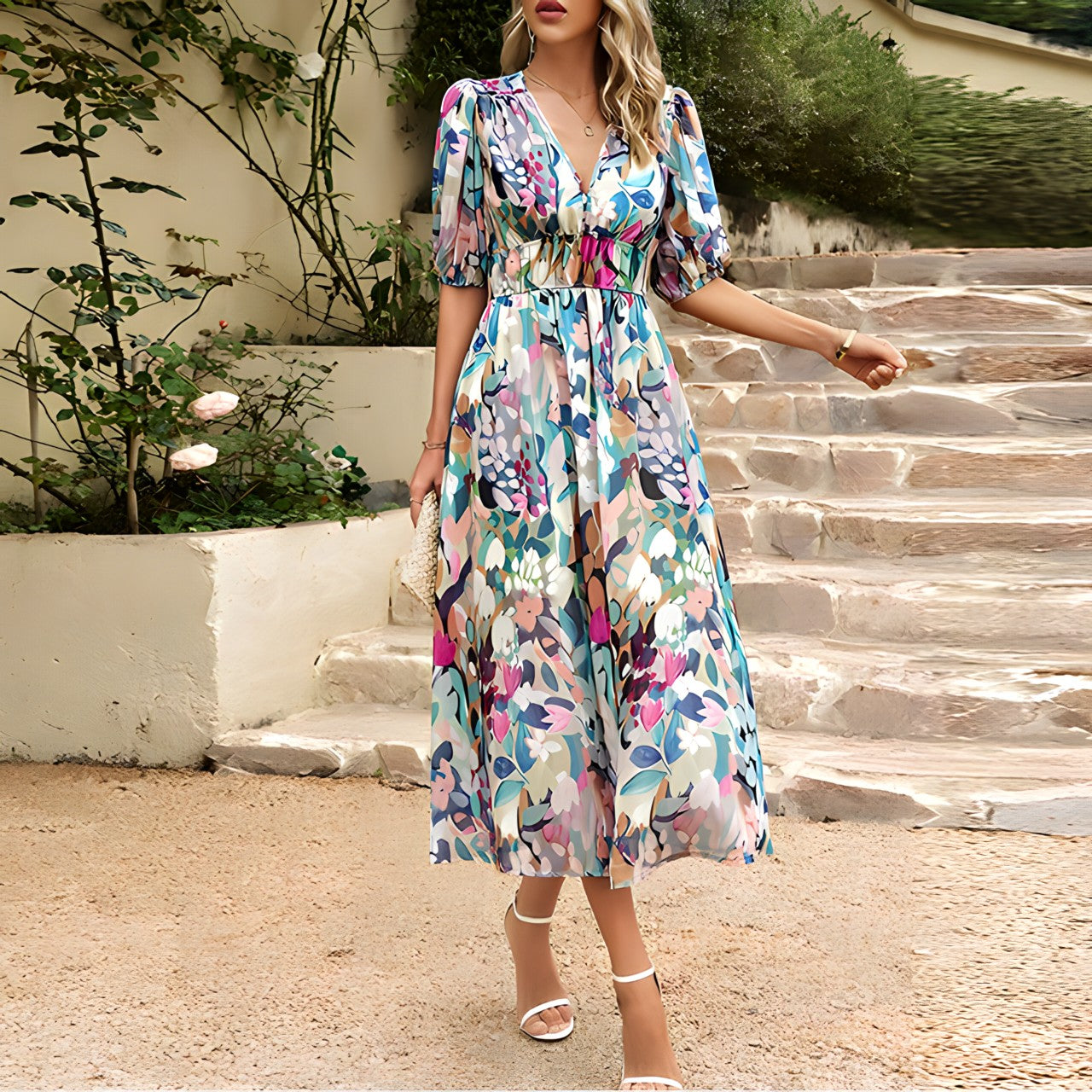 Sasha - Elegant V-Neck Dress