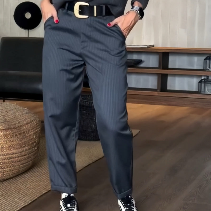 Ladies high-waisted casual straight blazer pants