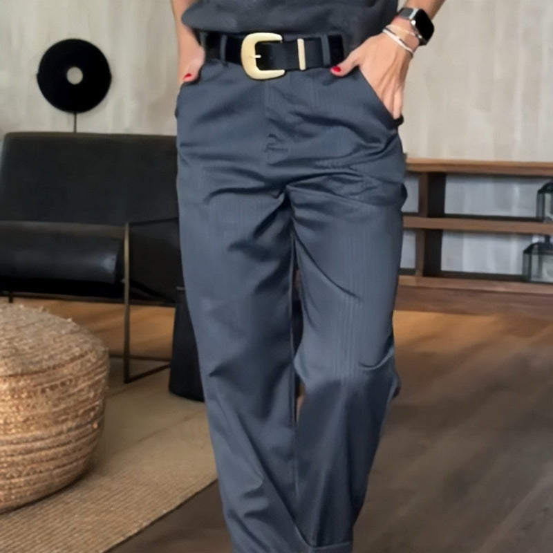 Ladies high-waisted casual straight blazer pants